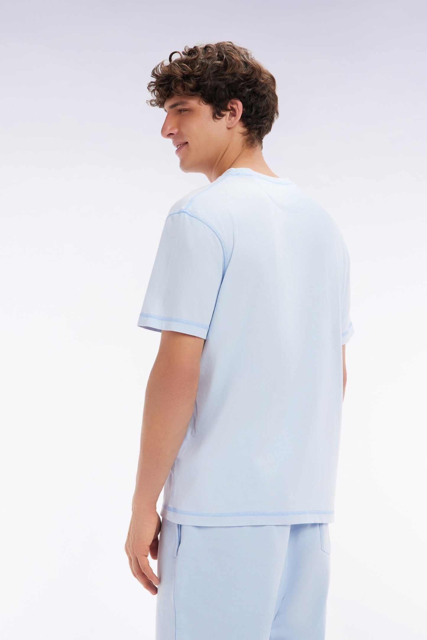Relaxed-fit sky blue overdyed cotton T-shirt