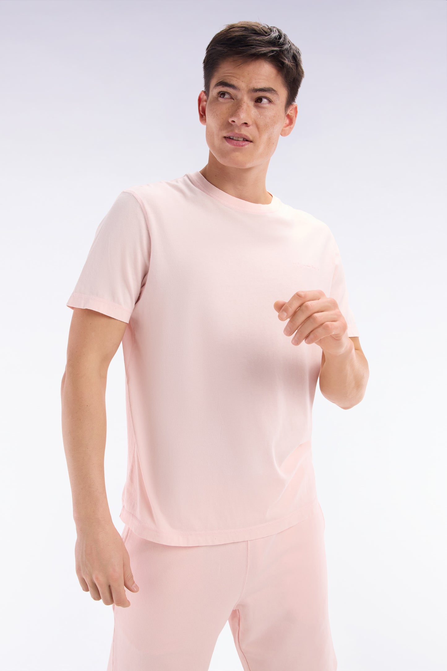 Relaxed-fit light pink overdyed cotton T-shirt