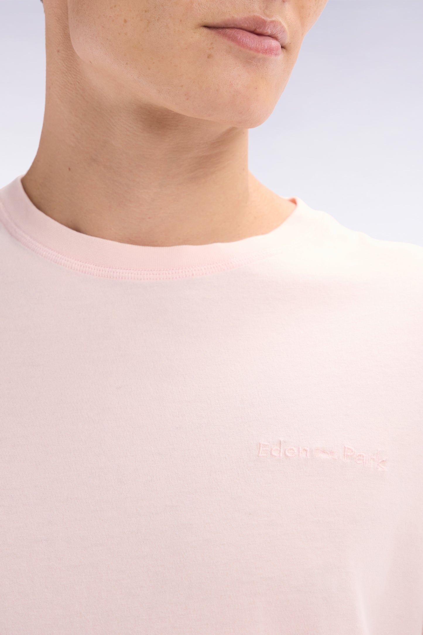 Relaxed-fit light pink overdyed cotton T-shirt