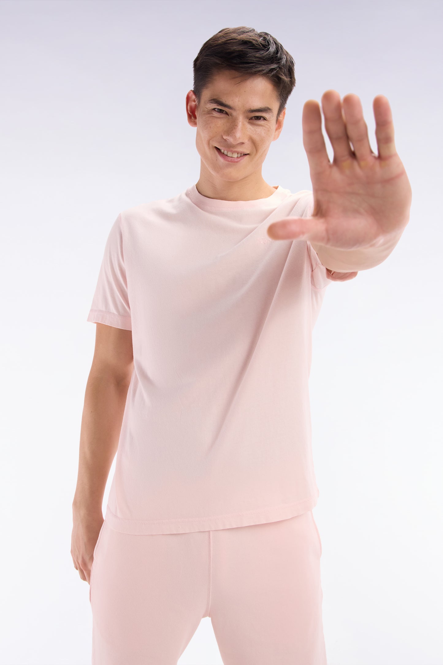 Relaxed-fit light pink overdyed cotton T-shirt
