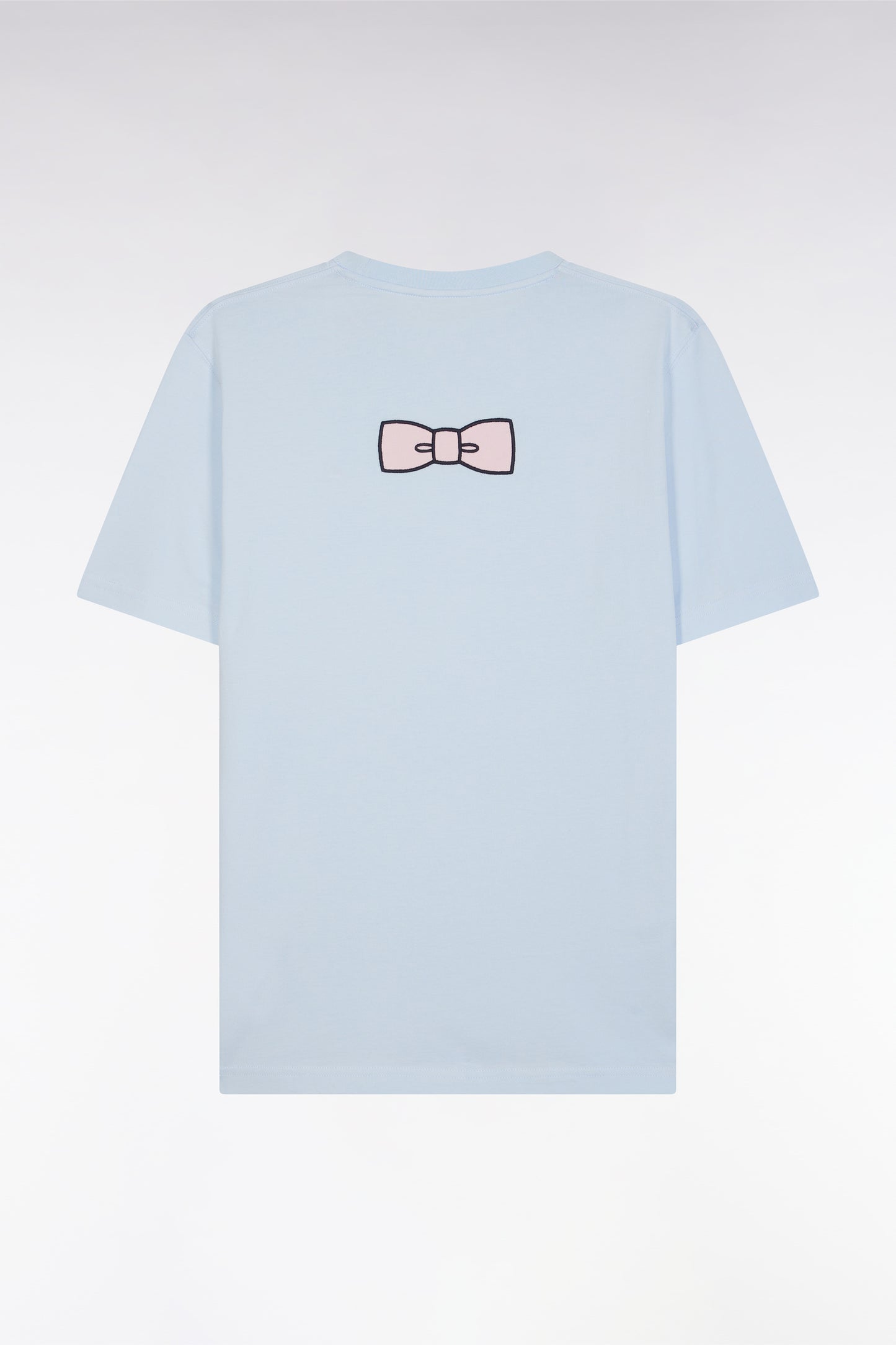 Straight-fit sky blue Pima cotton T-shirt with back embroidery