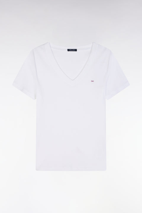 White ribbed Pima cotton T-shirt, slim fit - Image 2