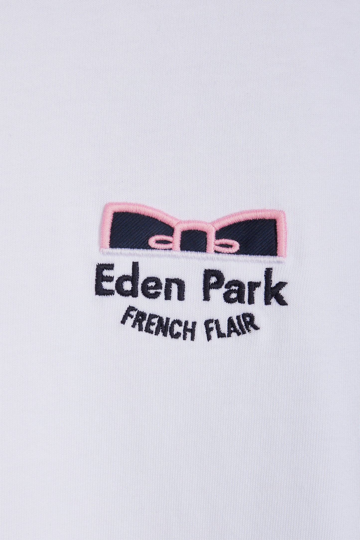 Straight-fit two-tone white cotton T-shirt with Eden Park French Flair embroidery
