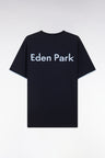 Relaxed-fit navy cotton T-shirt with two-tone embroidery