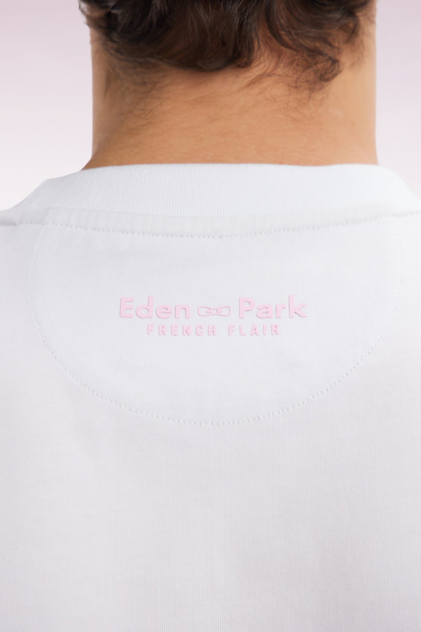 Two-tone T-shirt in pink cotton, relaxed fit