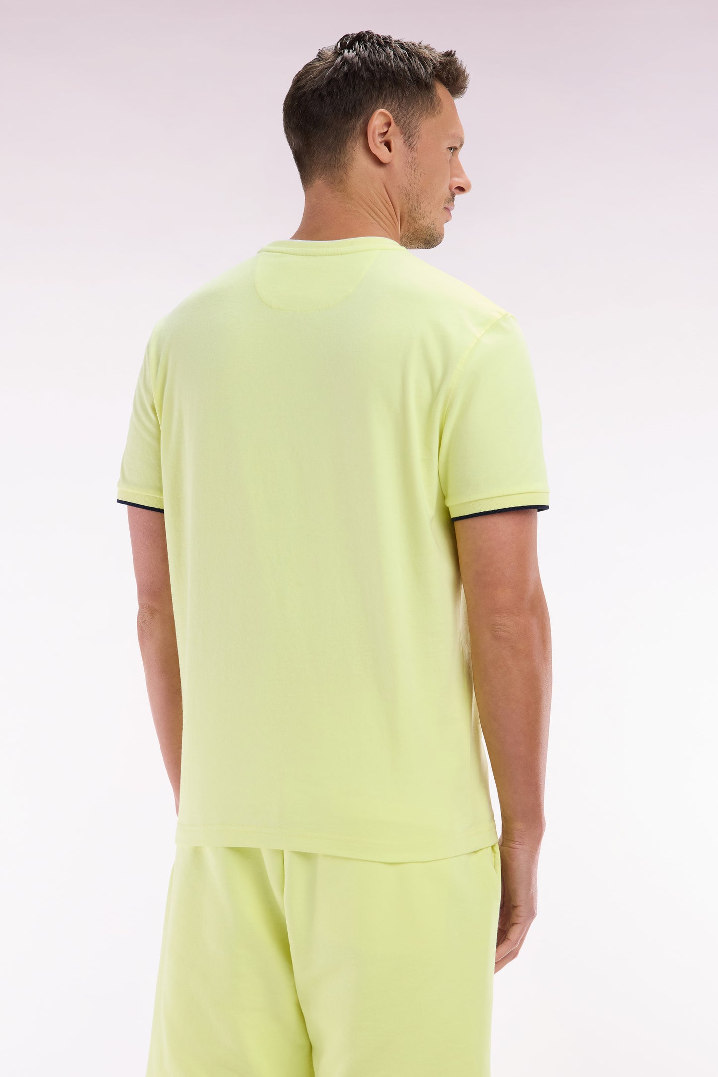 Yellow cotton T-shirt with bow-tie embroidery, relaxed fit