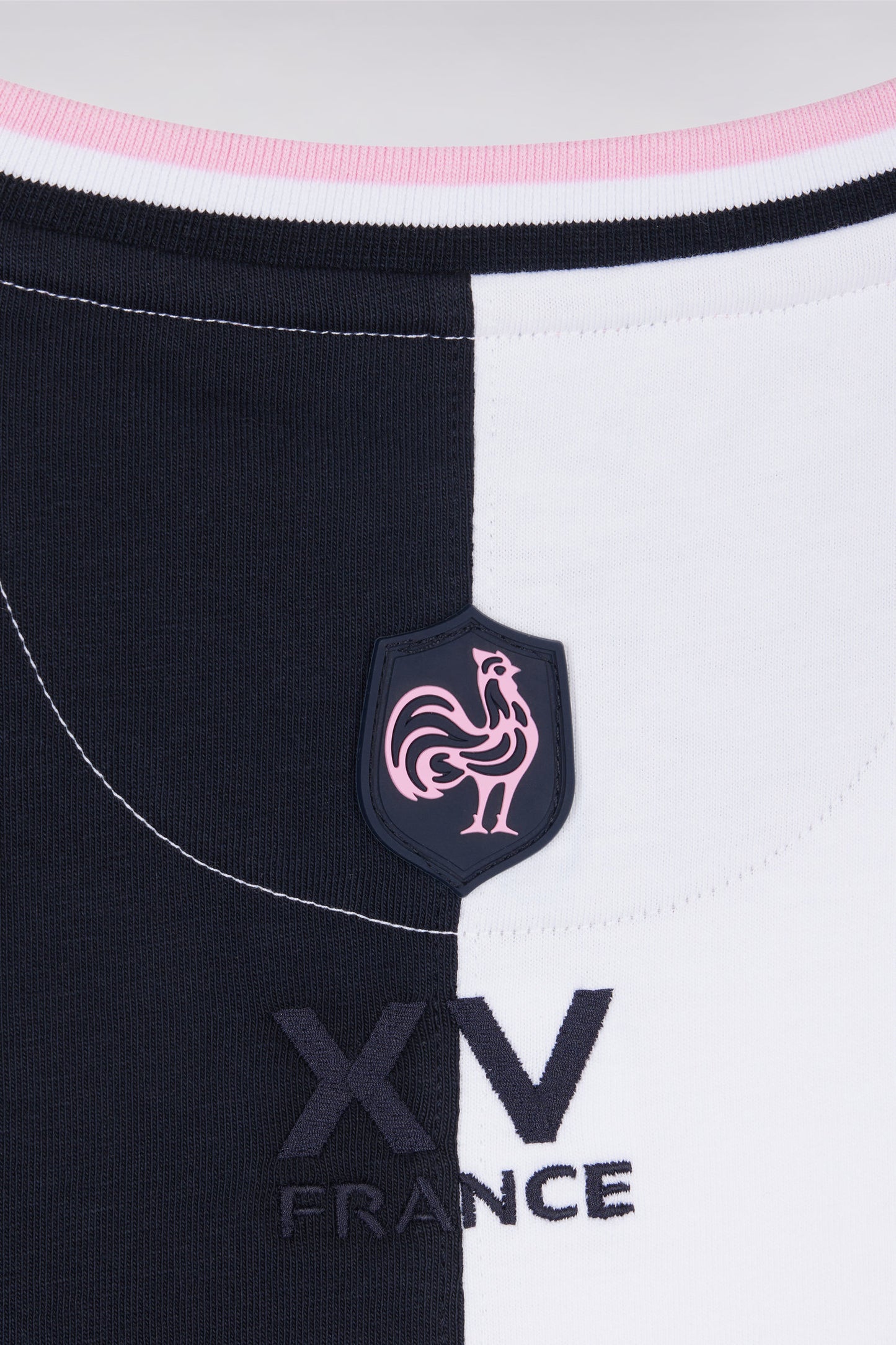 XV de France two-tone T-shirt in white cotton, straight cut