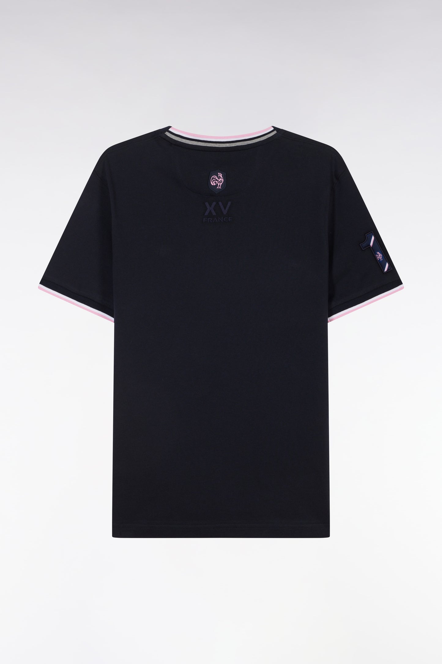 French XV T-shirt in Cotton Marine Embroidery 10 Straight Cup