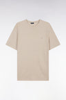 Straight-fit beige T-shirt in cotton and linen blend
