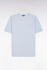 Straight-fit light grey T-shirt in cotton and linen blend