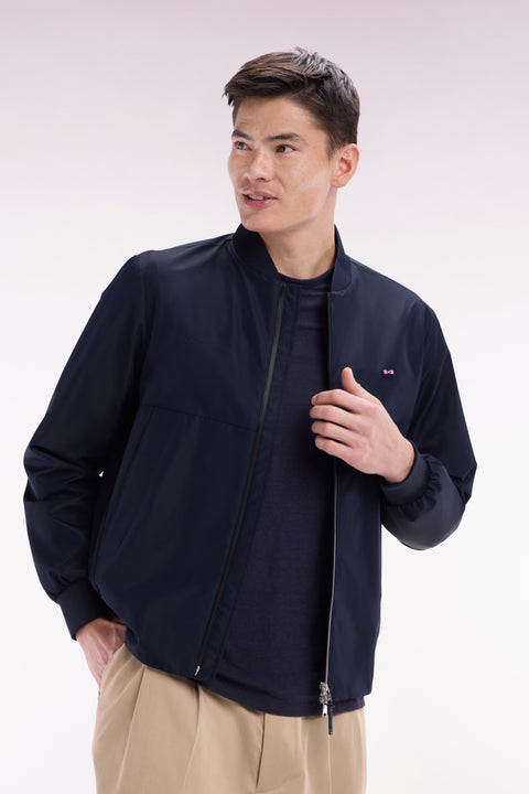 Soft Touch polyamide zipped jacket with navy Teddy collar - Image 3