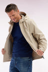 Soft Touch polyamide windproof jacket with beige hood