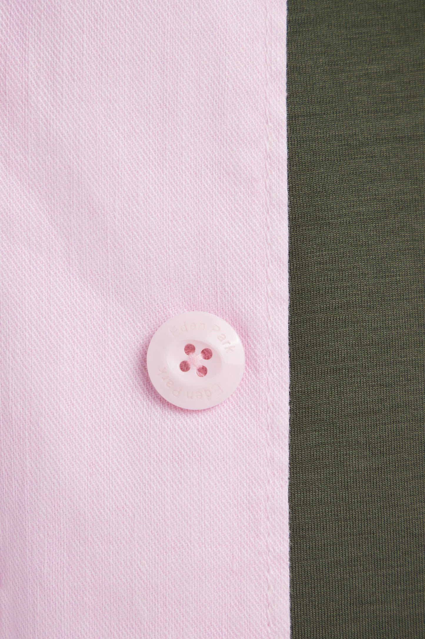 Overshirt with patch pockets in pink stretch linen and cotton