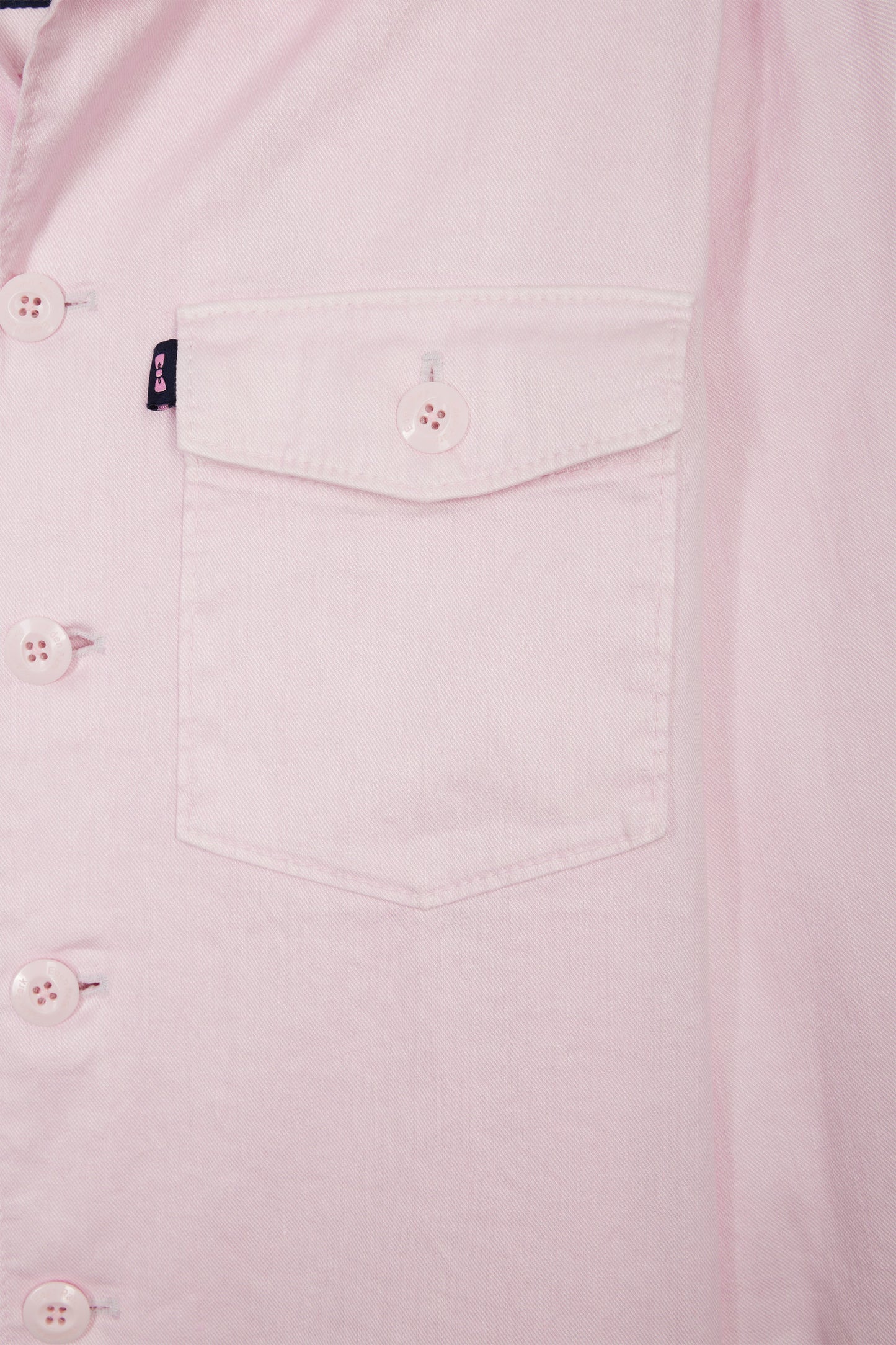Overshirt with patch pockets in pink stretch linen and cotton