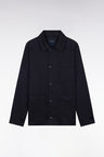 Navy stretch cotton overshirt with patch pockets