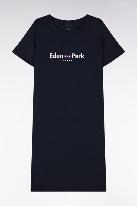 Nightdress in navy stretch modal with Eden Park logo - Image 1