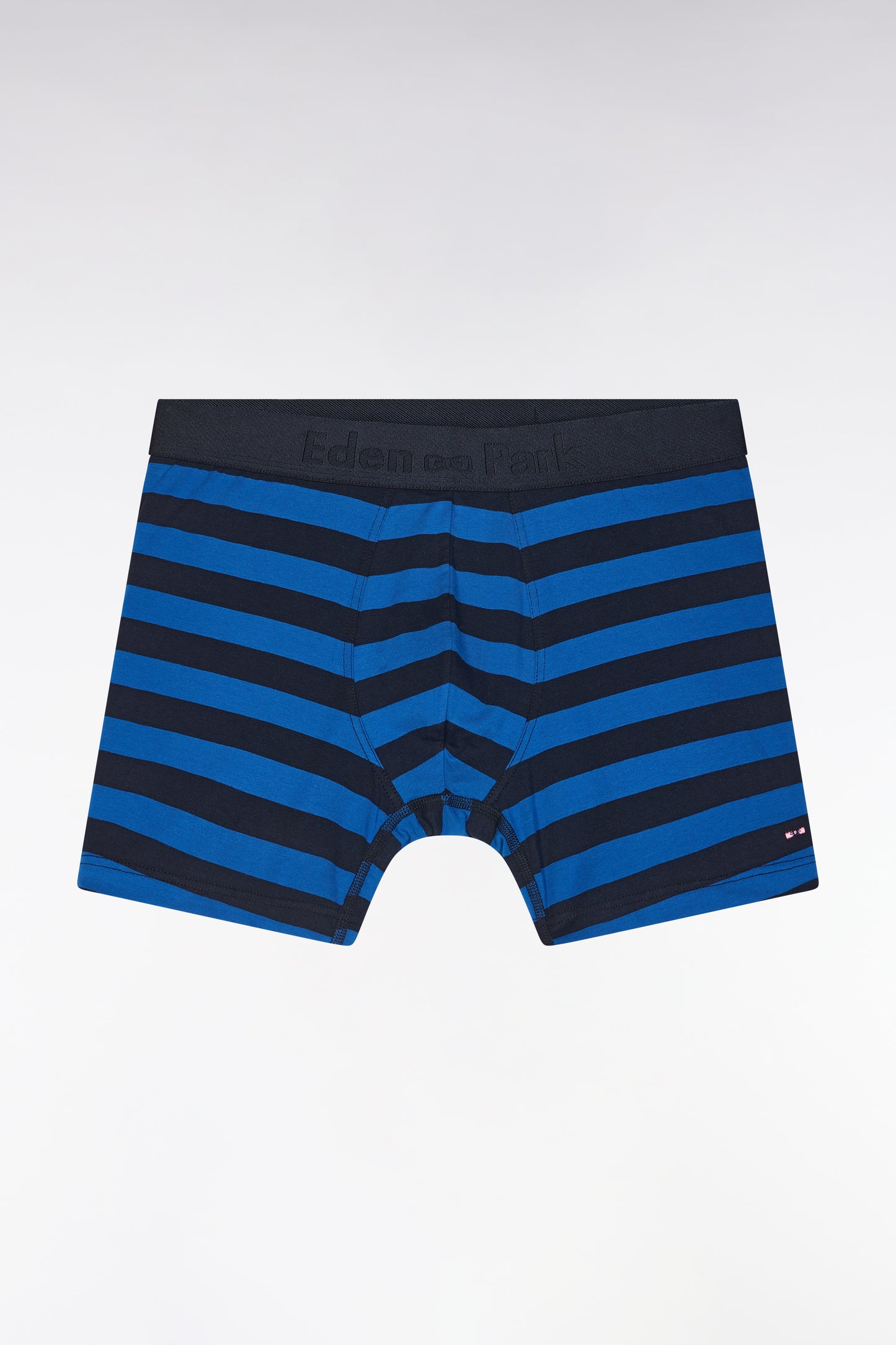 Set of two plain boxer shorts in navy stretch cotton jersey