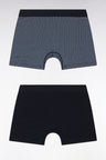 Set of two boxer shorts in plain and sky-printed stretch cotton jersey
