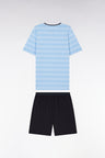 Short pyjamas in cotton jersey Sky t-shirt Navy shorts