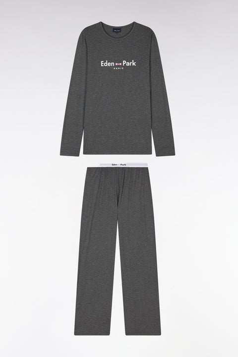 Long pyjamas in cotton and grey modal with Eden Park logo - Image 1