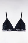 Navy stretch cotton bra with logo