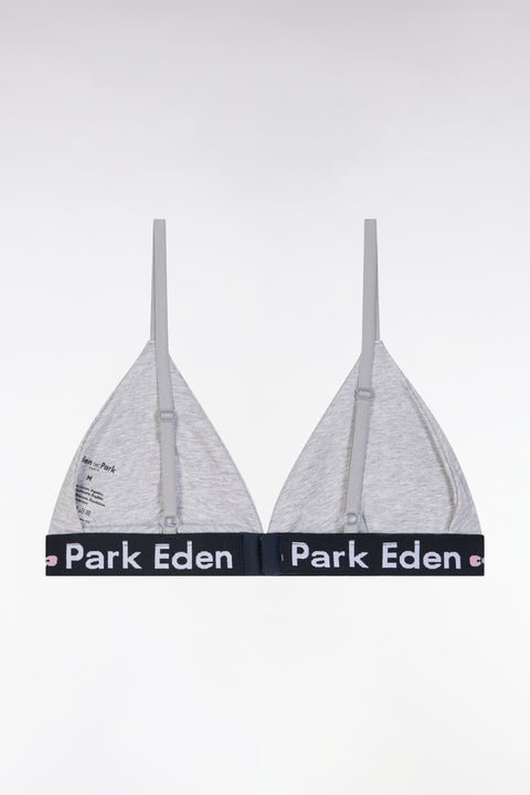 Grey stretch cotton bra with logo - Image 2
