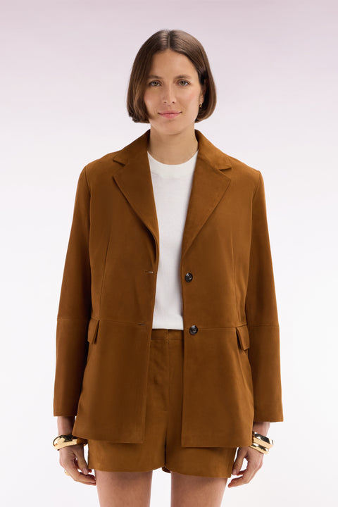 Brown suede leather blazer - Image 3