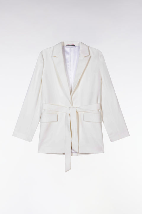 Flowing ecru jacket with belt - Image 2