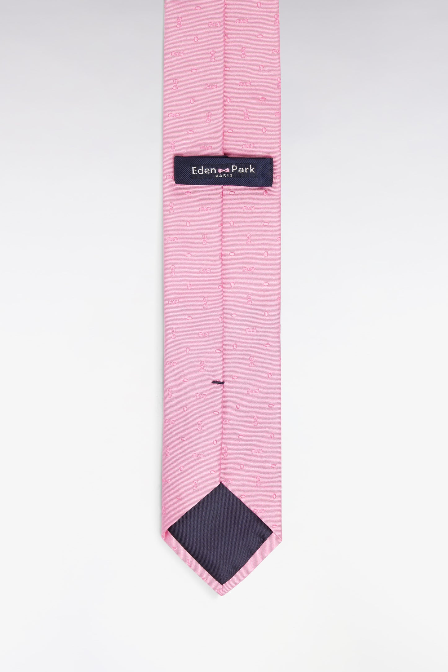 Pink silk tie with micro-patterned bow ties