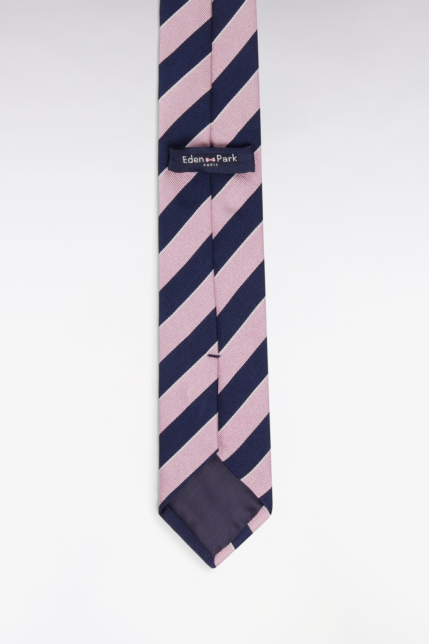 Pink and navy striped silk tie