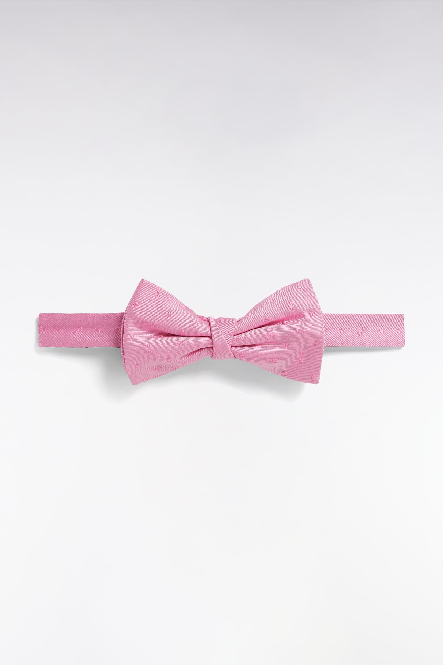 Noeud papillon en soie rose à micromotifs