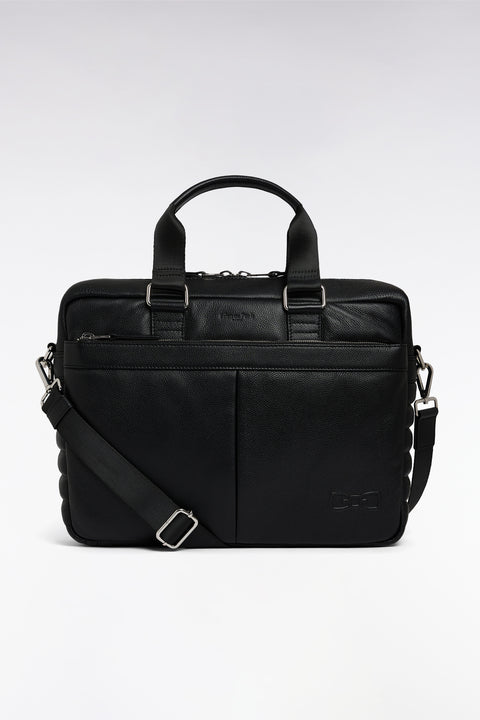 Black cowhide leather satchel bag - Image 1