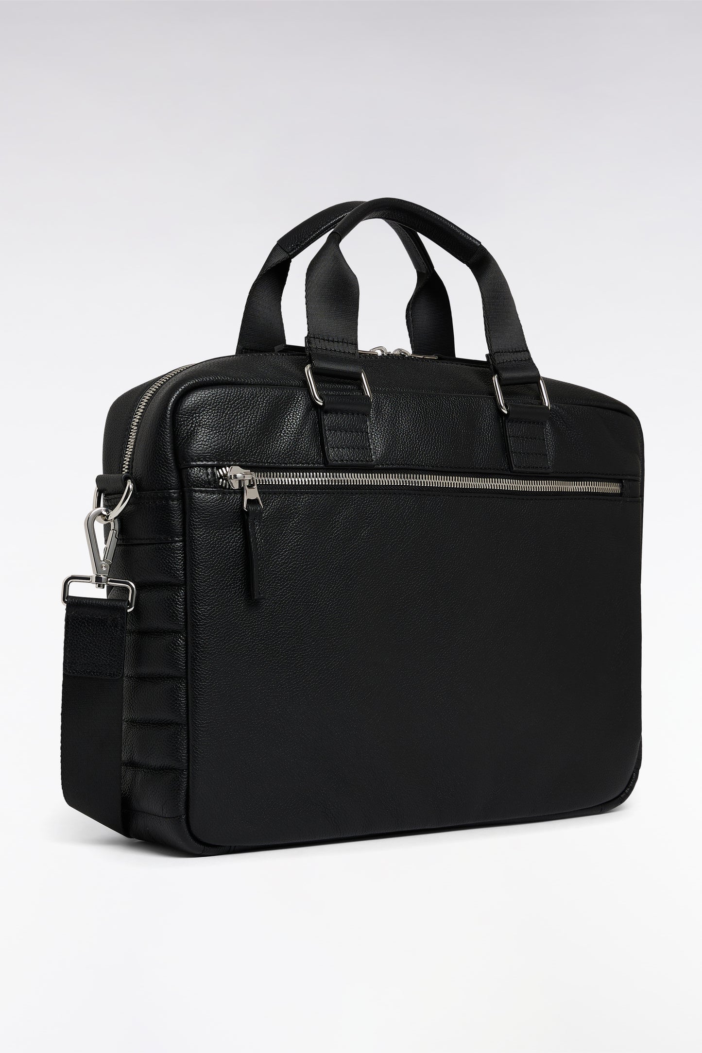 Black cowhide leather satchel bag