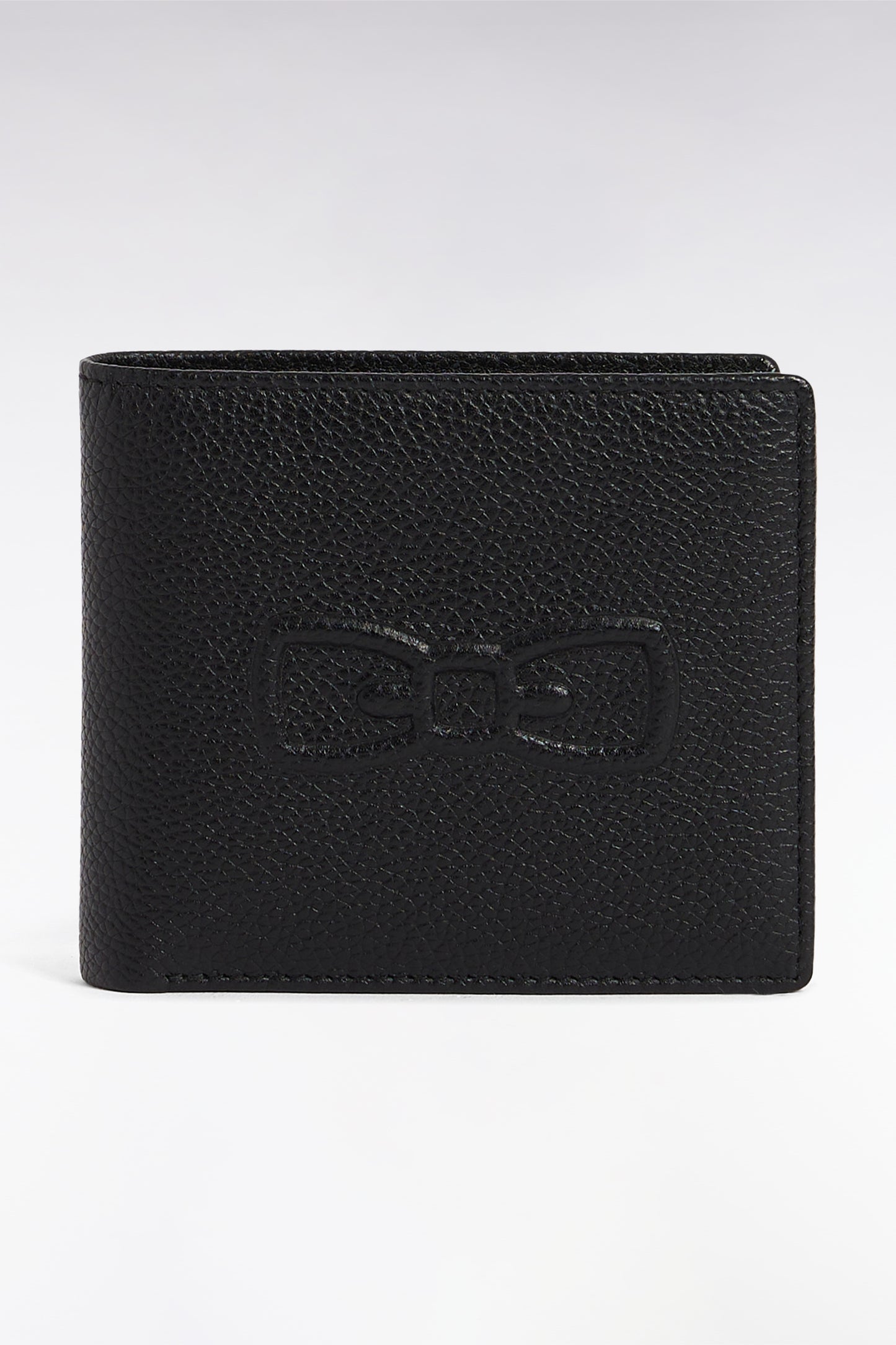 Italian format wallet in black grained leather