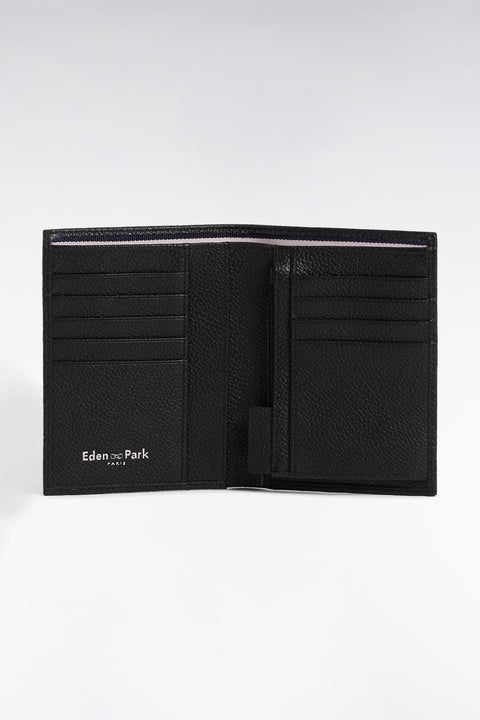 French-style wallet in black grained leather with zipped compartment - Image 1