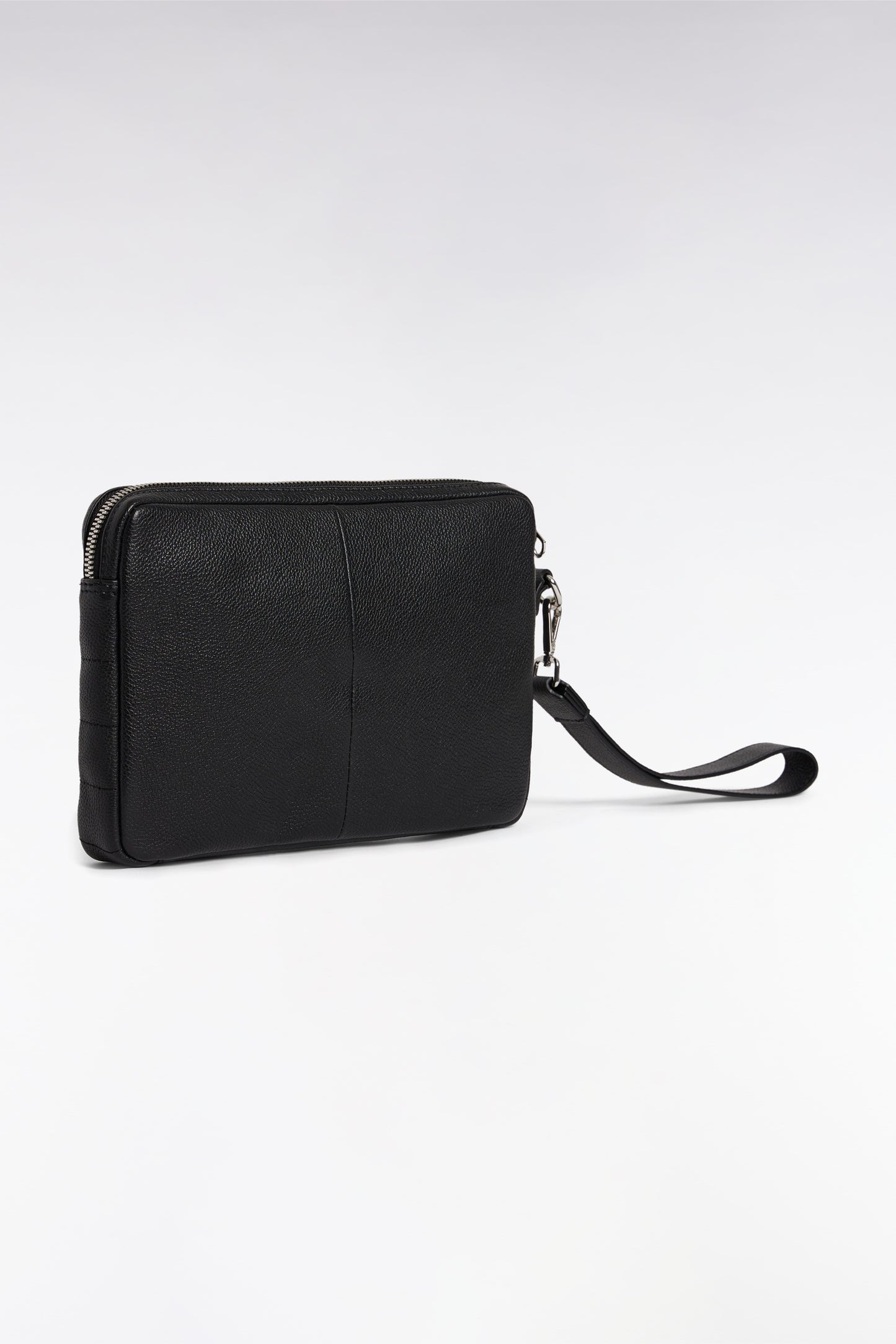 Black grained leather pouch
