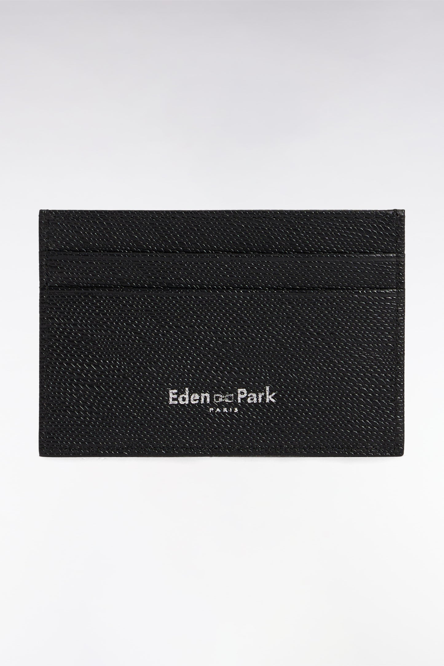 Porte-cartes bimatière en cuir noir