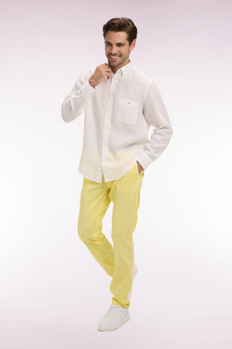 Pantalon chino regular en coton stretch jaune clair - Image 1