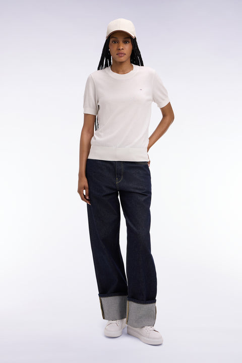 Jean en denim brut coupe droite large à revers cousu - Image 3