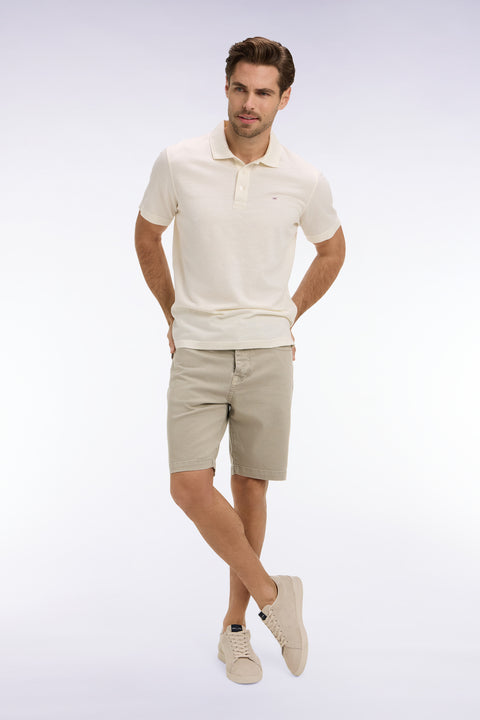 Khaki stretch denim Bermuda shorts - Image 1