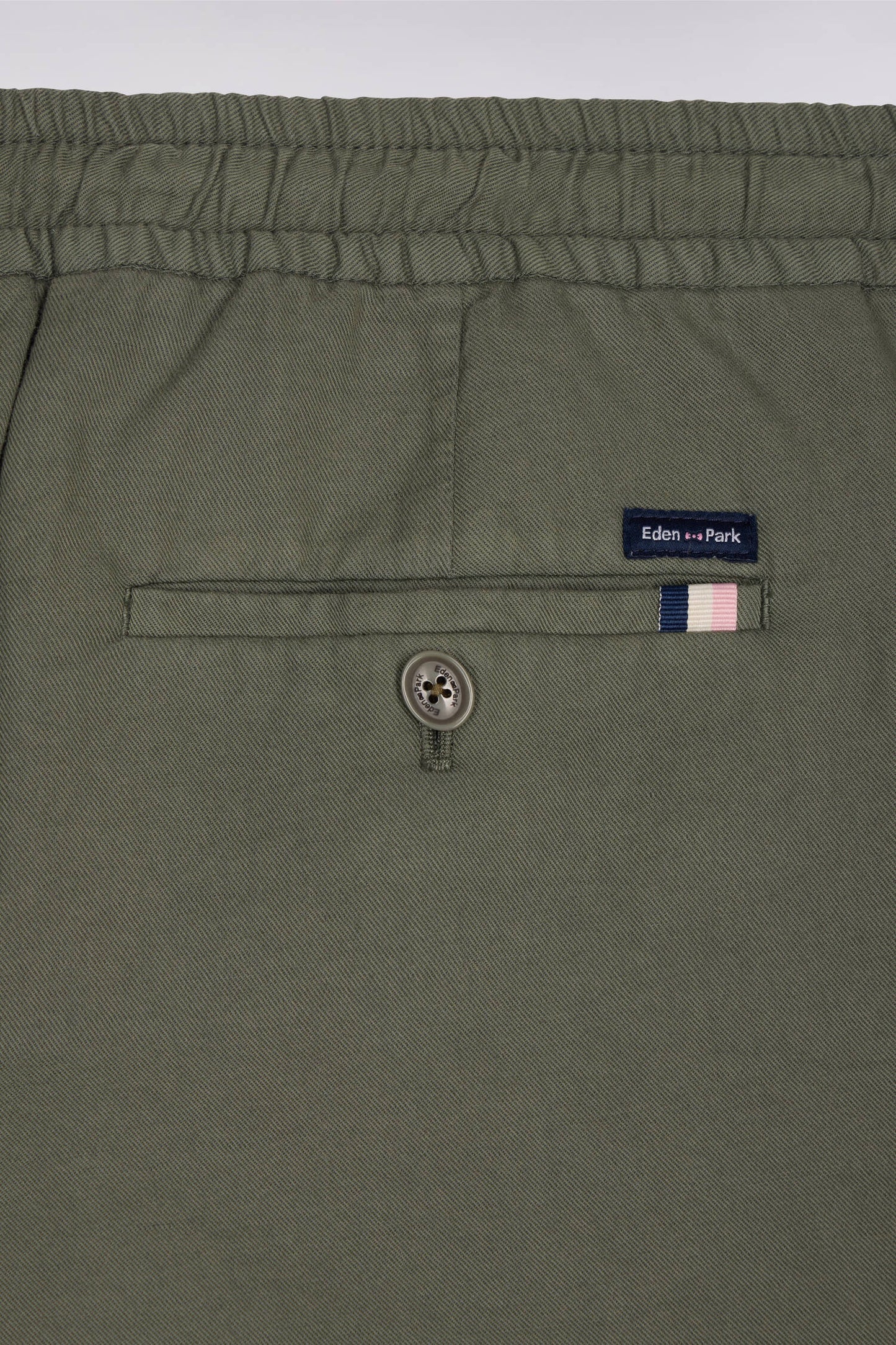 Pantalon en coton lin et lyocell kaki coupe Modern