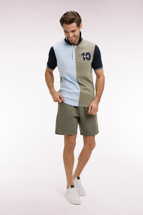 Khaki cotton poplin shorts - Image 1