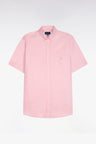Chemise à manches courtes en coton fil teint rose