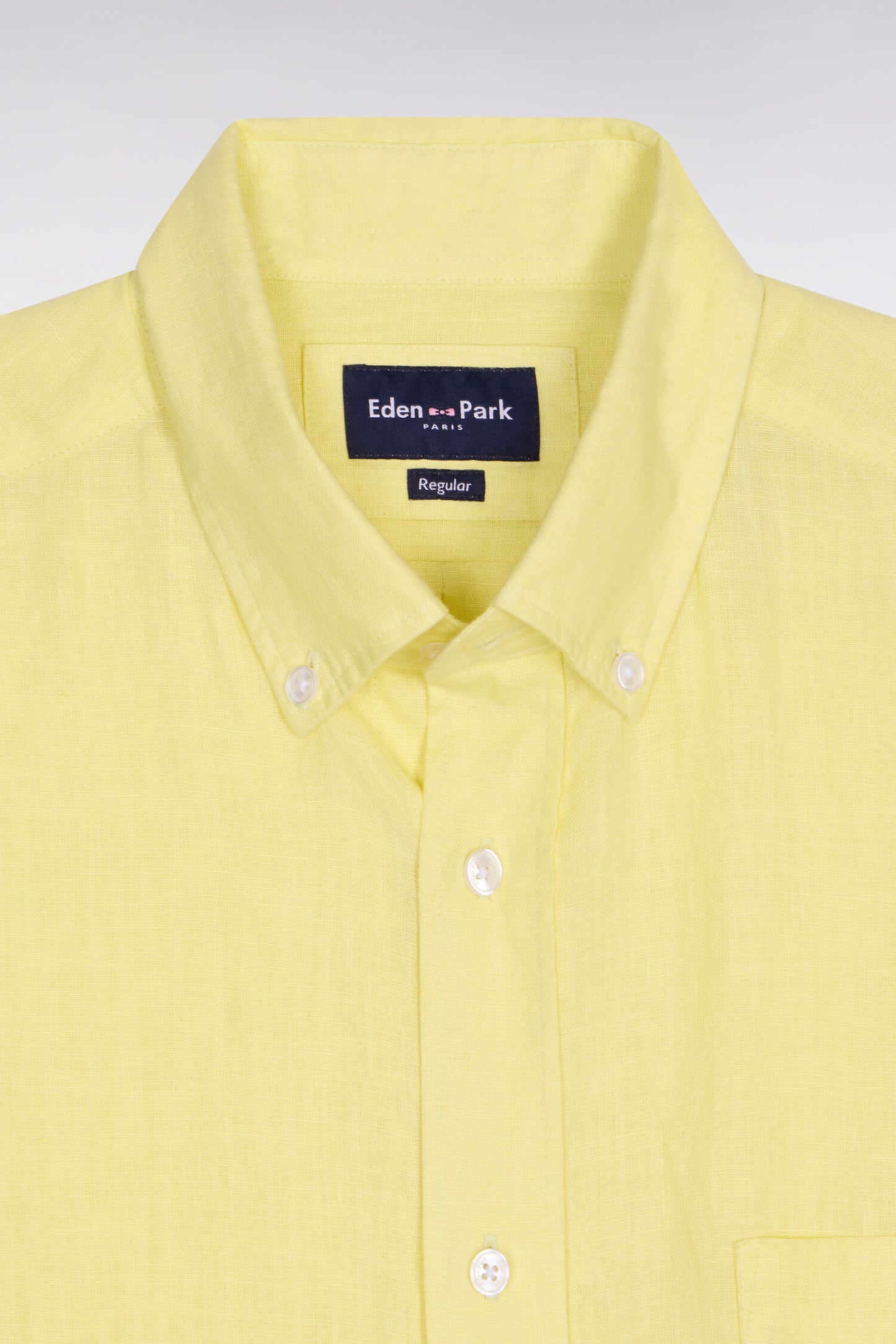 Chemise à manches courtes en lin jaune