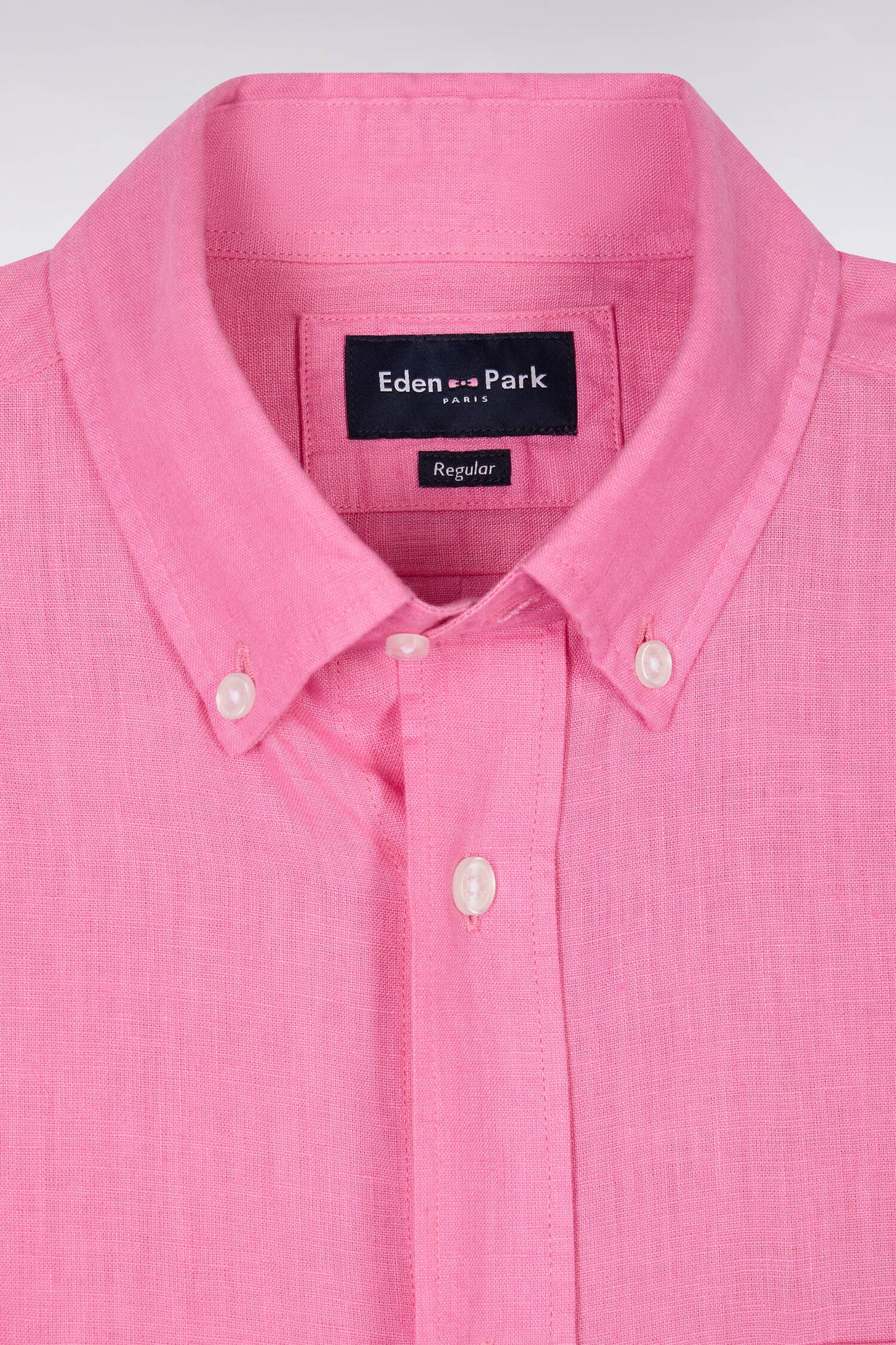 Chemise à manches courtes en lin rose