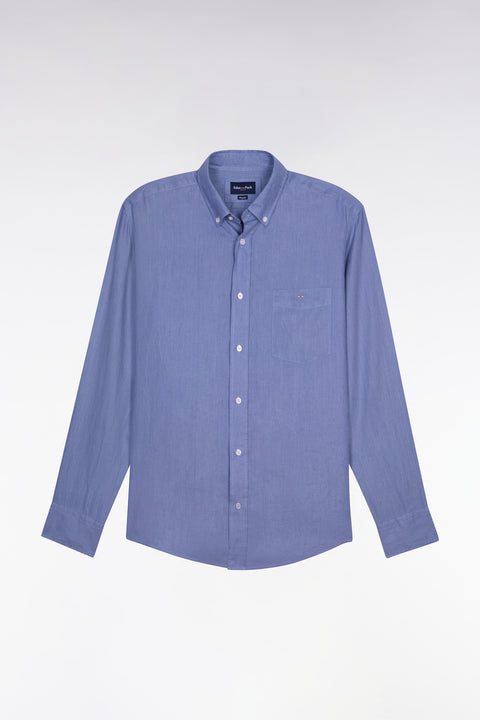 Chemise en lin bleu coupe droite - Image 2