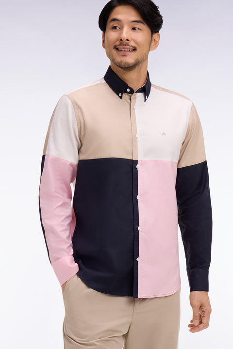Pink Colorblock Cotton Shirt - Image 1