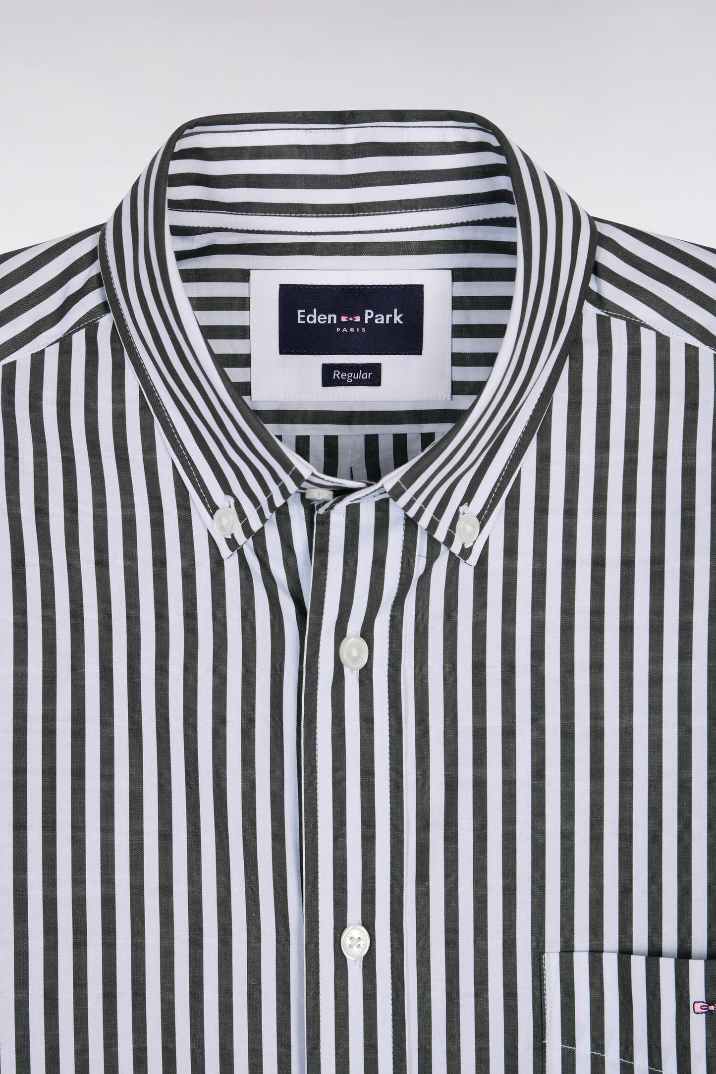 Chemise en coton marine à rayures bâtons