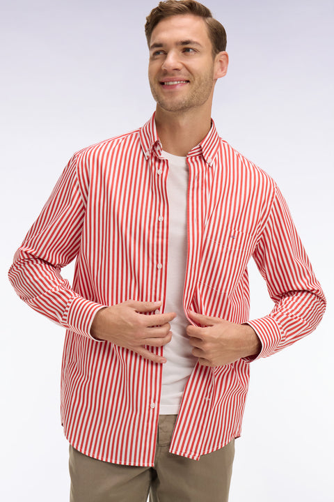Chemise en coton rouge à rayures bâtons - Image 1