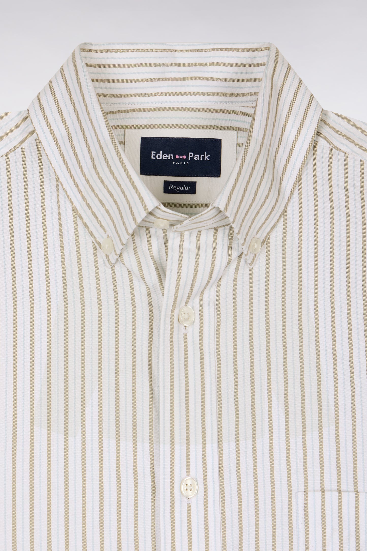 Chemise en coton pinpoint à rayures ciel coupe regular